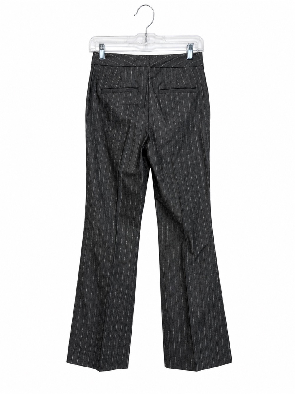 Karl Lagerfeld Paris Navy Metallic Pinstripe Flare Pants Size 0 - Picture 2 of 4
